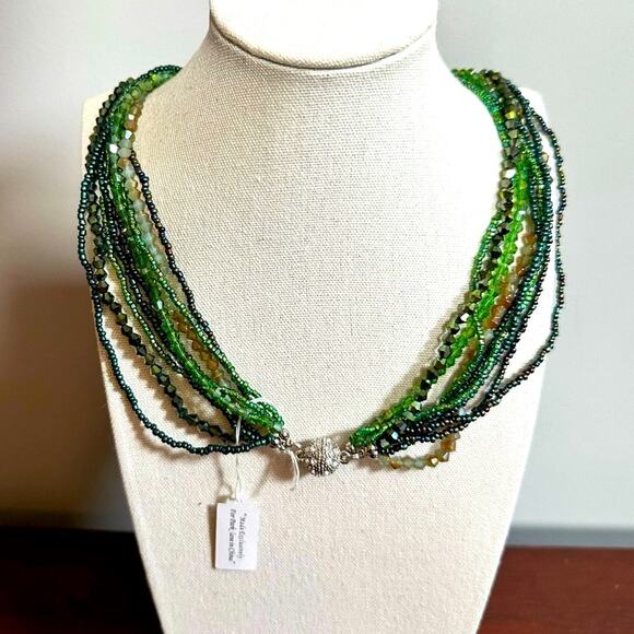 Park Lane NWT Ivy Emerald Green Beaded Necklace Magnetic Ball CZ Crystal clasp - Picture 8 of 11